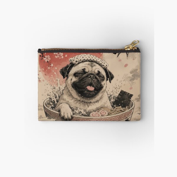 Item preview, Pug Dog Bath Ramen Sumie Japanese Vintage designed and sold by TomFrontierArt.