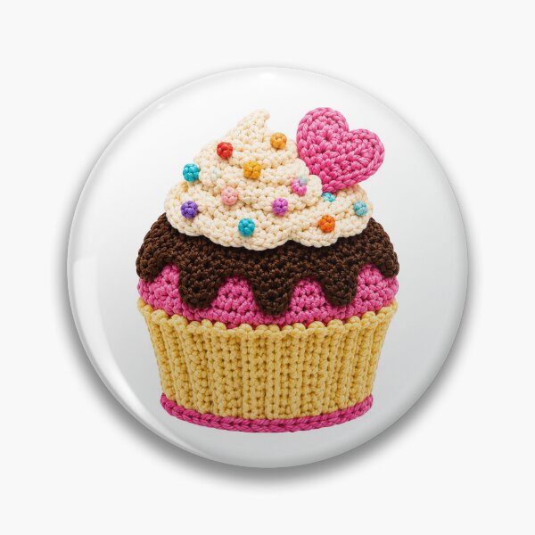 Item preview, Crochet-Style Pink Heart Garnish Cupcake Print Shapes Mania designed and sold by Shapes-Mania.