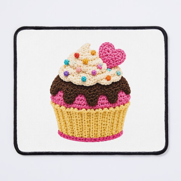 Item preview, Crochet-Style Pink Heart Garnish Cupcake Print Shapes Mania designed and sold by Shapes-Mania.