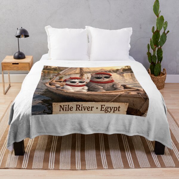 Item preview, Kawaii Cats on Felucca Nile River Egypt - Freda and Junior Sunset designed and sold by MAISON SYLVIE.