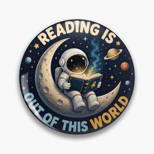 Item preview, Reading Is Out Of This World Astronaut On Moon Illustration designed and sold by GibasVisuals.