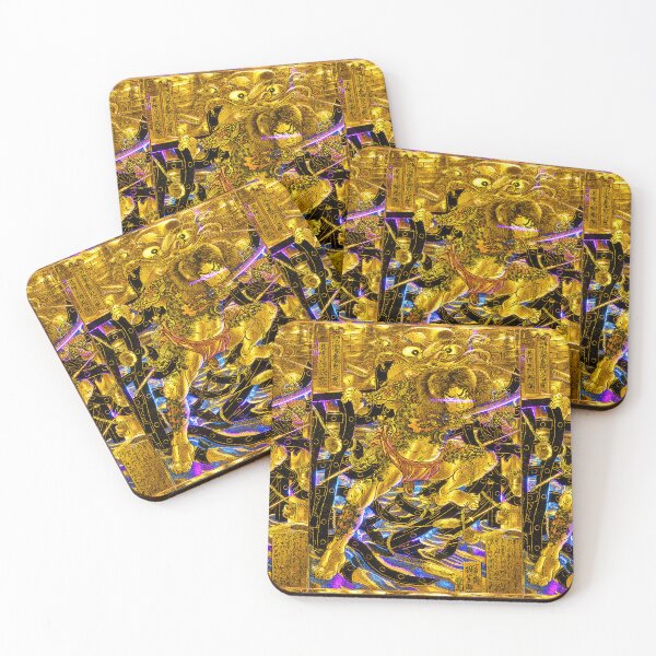 Item preview, Golden Cyberpunk Samurai Kabuki Warrior | Neo Edo Ukiyo-e Japanese Art designed and sold by RhymeArc.