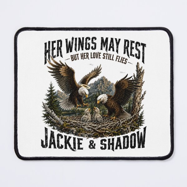 Item preview, Her Wings May Rest But Her Love Still Flies, Jackie & Shadow Bald Eagle Memorial designed and sold by perkmingStudio.