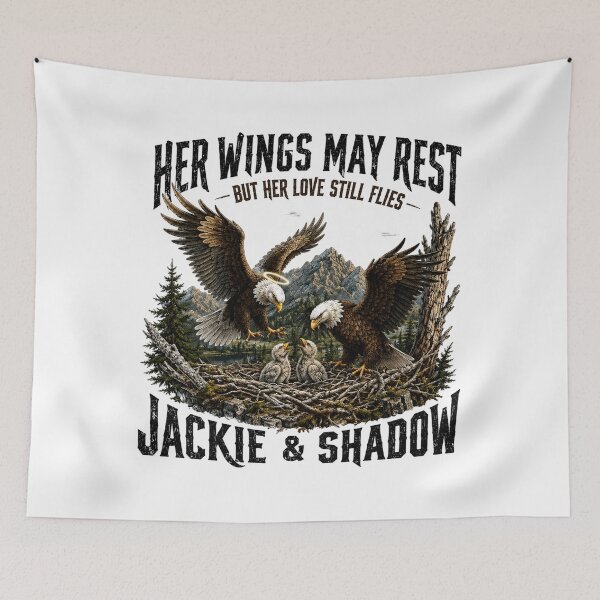 Item preview, Her Wings May Rest But Her Love Still Flies, Jackie & Shadow Bald Eagle Memorial designed and sold by perkmingStudio.