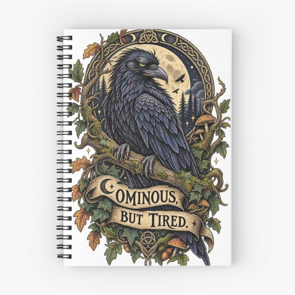 Item preview, Ominous, But Tired – Gothic Celtic Raven Under the Full Moon designed and sold by thewandswant.