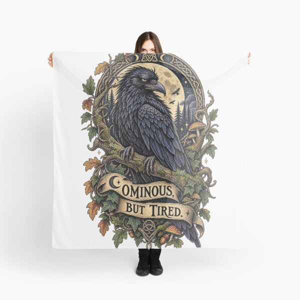 Item preview, Ominous, But Tired – Gothic Celtic Raven Under the Full Moon designed and sold by thewandswant.