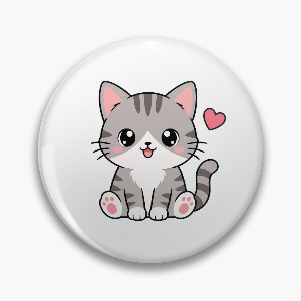 Item preview, Kawaii Gray Tabby Cat With Heart designed and sold by VectorForge Studio.