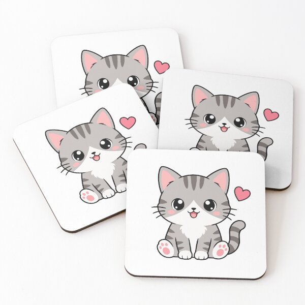 Item preview, Kawaii Gray Tabby Cat With Heart designed and sold by VectorForge Studio.