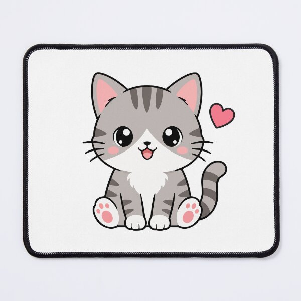 Item preview, Kawaii Gray Tabby Cat With Heart designed and sold by VectorForge Studio.