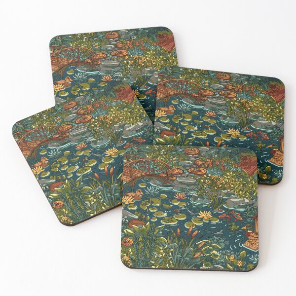 Item preview, Whimsical Garden Pond Full of Wildlife designed and sold by Olga Kholkina.
