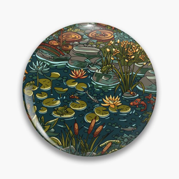 Item preview, Whimsical Garden Pond Full of Wildlife designed and sold by Olga Kholkina.