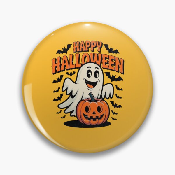 Item preview, Happy Halloween Ghost with Pumpkin – Cute Spooky Halloween Design designed and sold by anemiche.