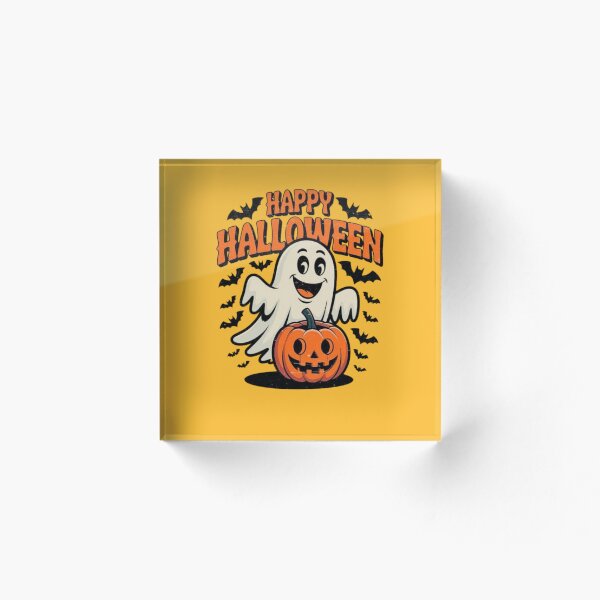 Artikelvorschau, Fröhliches Halloween-Geist mit Kürbis – Niedliches gruseliges Halloween-Design entworfen und verkauft von anemiche.