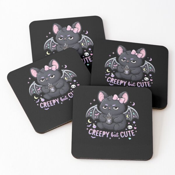 Item preview, Creepy but Cute – Pastel Goth Bat with Coffee designed and sold by OH-MY-GOTH.