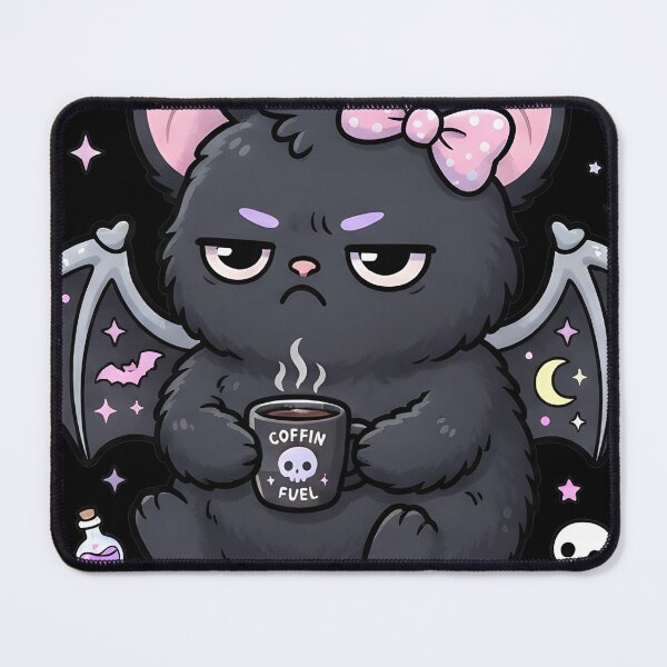 Item preview, Creepy but Cute – Pastel Goth Bat with Coffee designed and sold by OH-MY-GOTH.