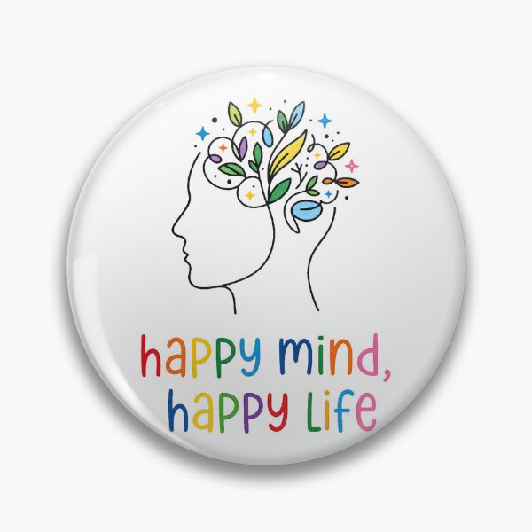 Item preview, Happy Mind Happy Life – Colorful Floral Mindfulness Art designed and sold by ZanyPaintbrush.
