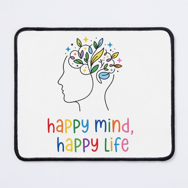 Item preview, Happy Mind Happy Life – Colorful Floral Mindfulness Art designed and sold by ZanyPaintbrush.