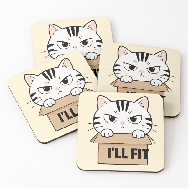 Item preview, Funny White Cat in Box I’ll Fit Cute Cat Lover Humor designed and sold by OksArtStudio.