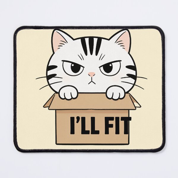 Item preview, Funny White Cat in Box I’ll Fit Cute Cat Lover Humor designed and sold by OksArtStudio.