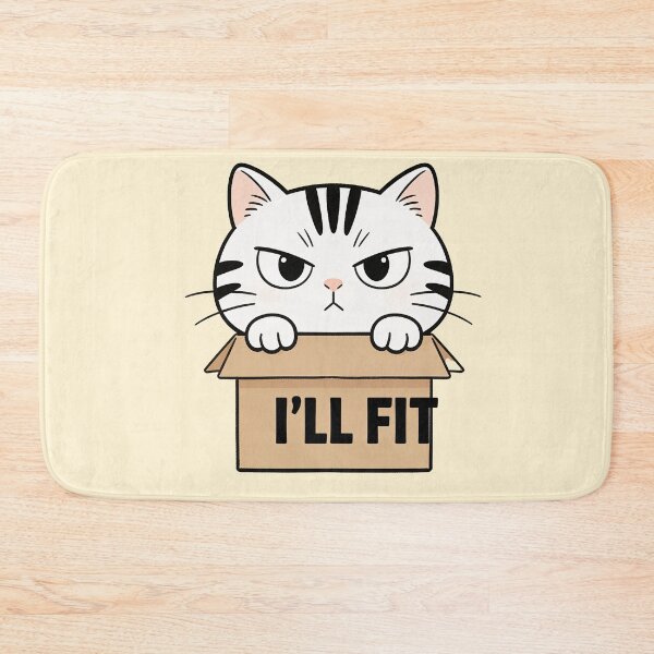Item preview, Funny White Cat in Box I’ll Fit Cute Cat Lover Humor designed and sold by OksArtStudio.