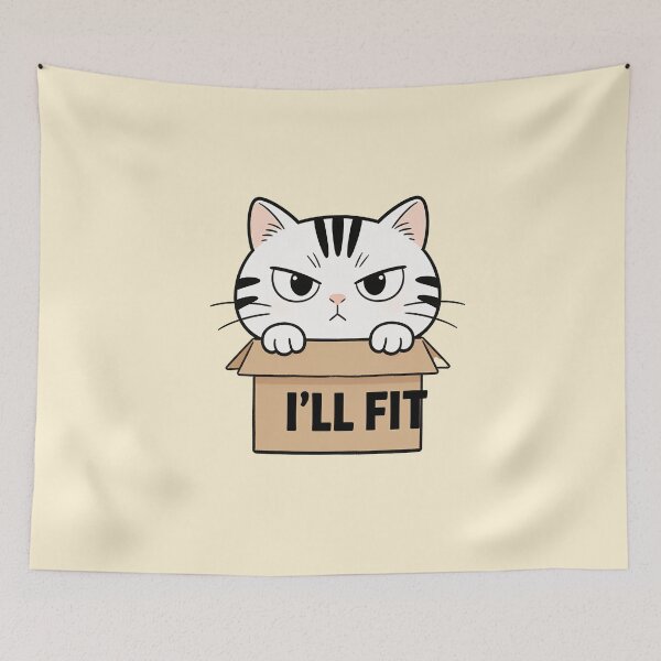 Item preview, Funny White Cat in Box I’ll Fit Cute Cat Lover Humor designed and sold by OksArtStudio.