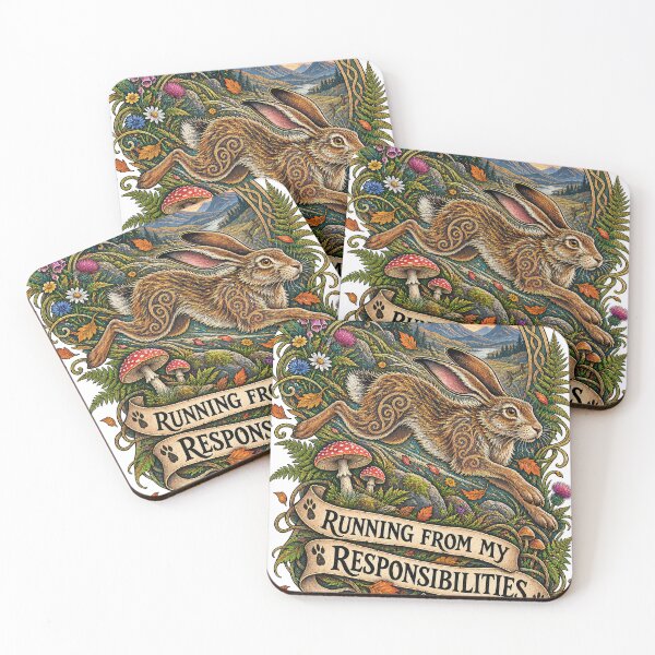 Item preview, Running From My Responsibilities – Celtic Woodland Hare designed and sold by thewandswant.