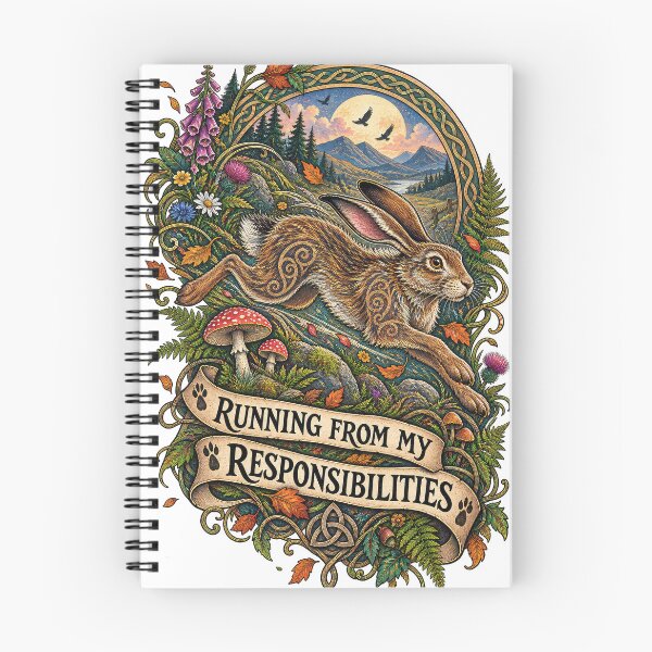 Item preview, Running From My Responsibilities – Celtic Woodland Hare designed and sold by thewandswant.