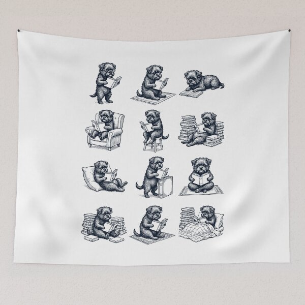 Item preview, Vintage Affenpinscher Book Reader Reading Dog Lover designed and sold by dian-rody-crest.
