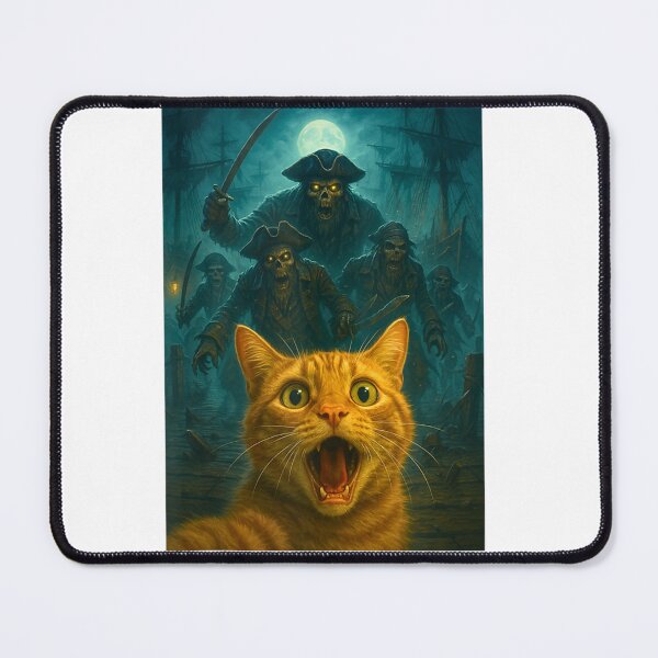 Item preview, Scared cat Selfie with Zombie Pirates Funny Halloween Outfit designed and sold by RickyHerrera.