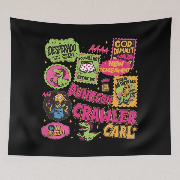 Item preview, Dungeon Crawler Neon Stamp Collage Goddamnit designed and sold by cudmorescotten.