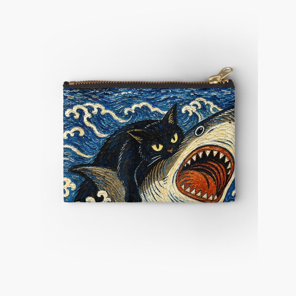Item preview, Japanese Black Cat Biting Shark Graphic Tees Men Women designed and sold by RickyHerrera.