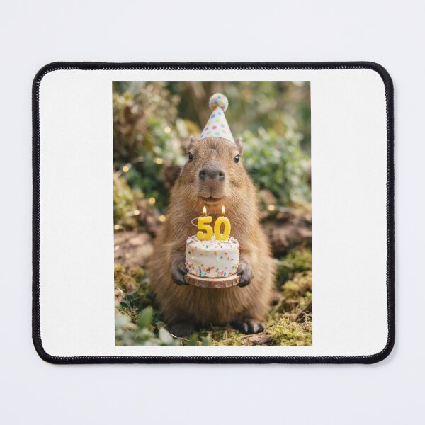 Item preview, Capybara 50th birthday cute adorable cake party baby kawaii designed and sold by CheeseBlueprint.