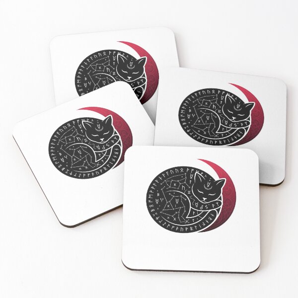 Item preview, Sleeping witch cat in the red moon with runes designed and sold by OH-MY-GOTH.