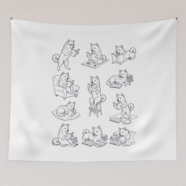 Item preview, Vintage Akita Book Reader Reading Dog Lover designed and sold by dian-rody-crest.