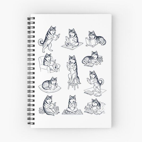 Item preview, Vintage Alaskan Malamute Book Reader Reading Dog Lover designed and sold by dian-rody-crest.