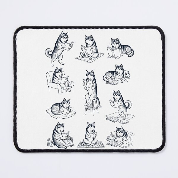 Item preview, Vintage Alaskan Malamute Book Reader Reading Dog Lover designed and sold by dian-rody-crest.