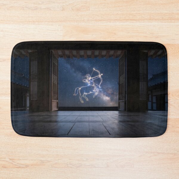 Item preview, Sagittarius Constellation over a Traditional Hanok: Chasing Celestial Dreams | Fine Art Print designed and sold by SOOstudio73.