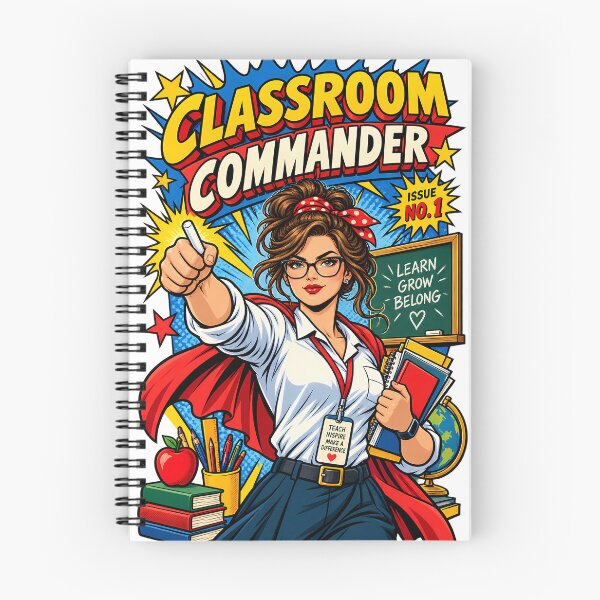 Item preview, Classroom Commander Comic Book Cover Shirt | Retro Superhero Teacher Tee | Teacher Appreciation Gift | Comic Poster Print designed and sold by Moss & Mellow.