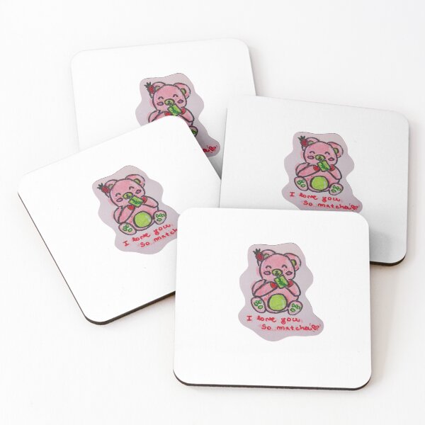 Item preview, I love you so matcha strawberry kawaii bear designed and sold by mochiMooco.