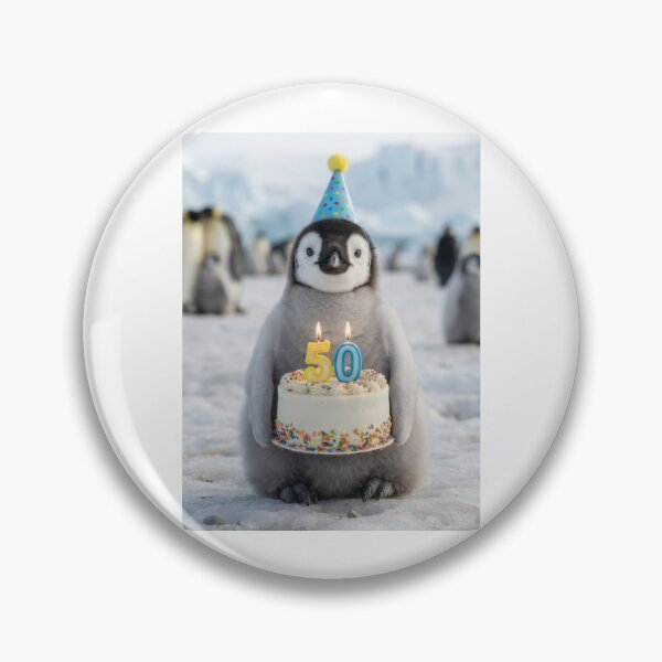 Item preview, Penguin 50th birthday cute adorable cake party baby kawaii designed and sold by CheeseBlueprint.