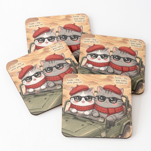 Item preview, Kawaii Cats Desert Safari Jeep Egypt - Freda and Junior Road Trip designed and sold by MAISON SYLVIE.