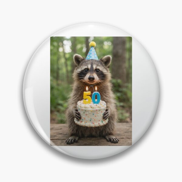 Item preview, Raccoon 50th birthday cute adorable cake party baby kawaii designed and sold by CheeseBlueprint.