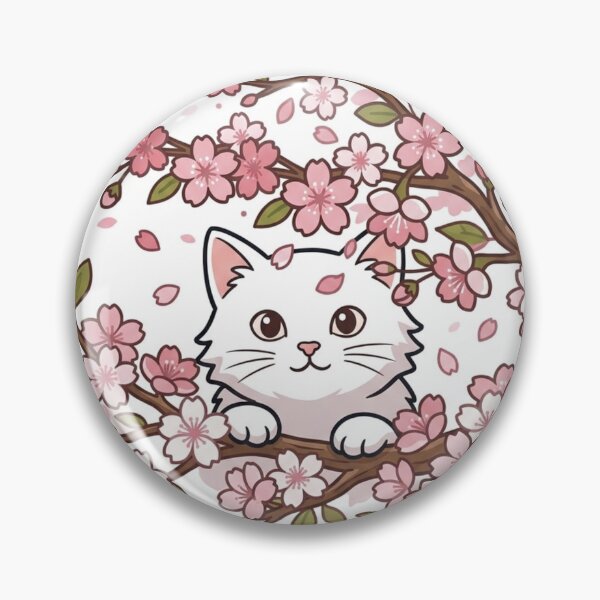 Item preview, Cute Cat Peeking Through Cherry Blossom Branches - Japanese Sakura Neko designed and sold by PetalsPaws.
