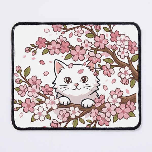 Item preview, Cute Cat Peeking Through Cherry Blossom Branches - Japanese Sakura Neko designed and sold by PetalsPaws.
