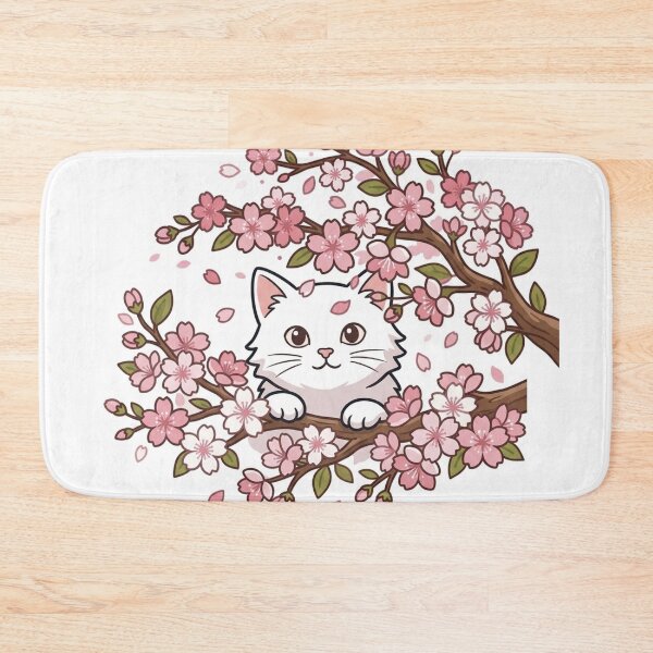 Item preview, Cute Cat Peeking Through Cherry Blossom Branches - Japanese Sakura Neko designed and sold by PetalsPaws.