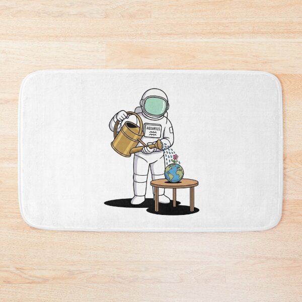 Item preview, Aquarius Astronaut Watering Earth Globe Flower Zodiac Art designed and sold by Rare By Hero.