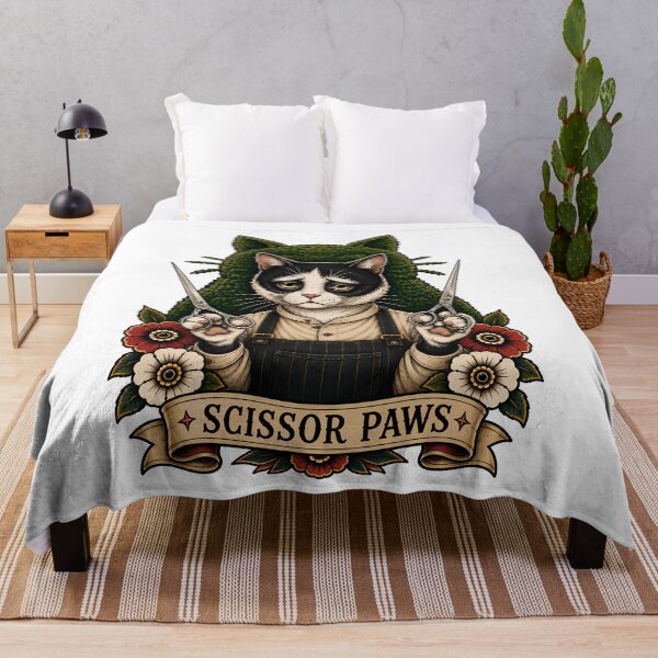 Item preview, Scissor Paws Barber Cat Vintage Tattoo designed and sold by Old's Cool Cat Studio.