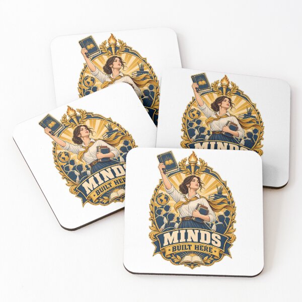 Item preview, Minds Built Here Teacher Poster Shirt | Vintage Propaganda Teacher Tee | Motivational Teacher Gift | Retro Poster Print designed and sold by Moss & Mellow.