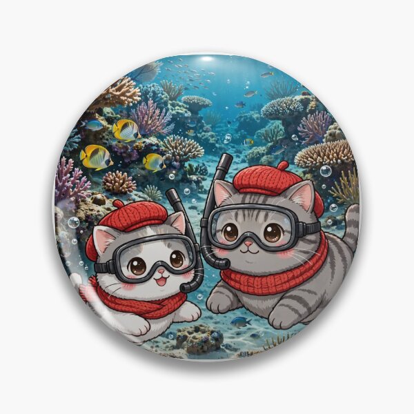 Item preview, Kawaii Cats Snorkeling Red Sea Egypt - Freda and Junior Coral Reef designed and sold by MAISON SYLVIE.