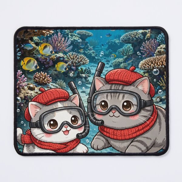 Item preview, Kawaii Cats Snorkeling Red Sea Egypt - Freda and Junior Coral Reef designed and sold by MAISON SYLVIE.